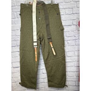 Extra Stark Green Insulated Work Pants with Suspenders Made in Germany Waist 38"